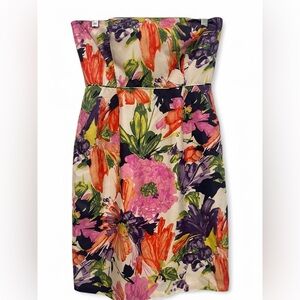 J.Crew floral print satin strapless mini dress